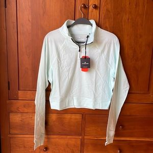 The Normal Brand- Active Puremeso Cropped Quarter Zip, Medium, Sea Glass